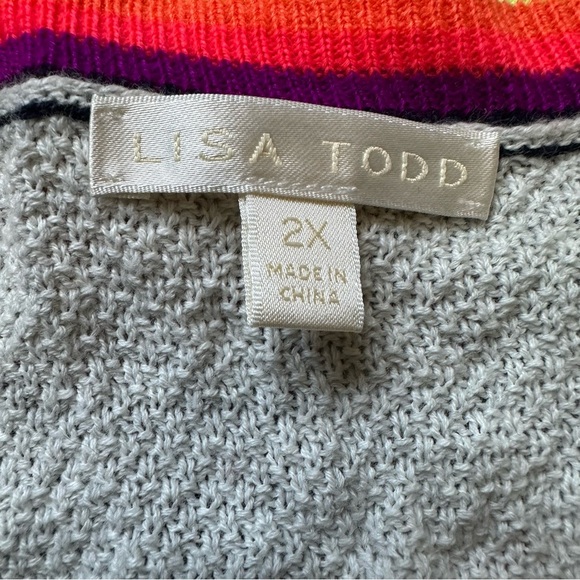 Lisa Todd Lightweight Knit Rainbow Stripe Accent Sweater Womens 2X Cotton - Picture 3 of 6